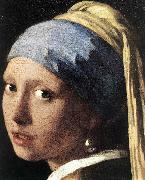 VERMEER VAN DELFT, Jan Girl with a Pearl Earring (detail) set Norge oil painting reproduction